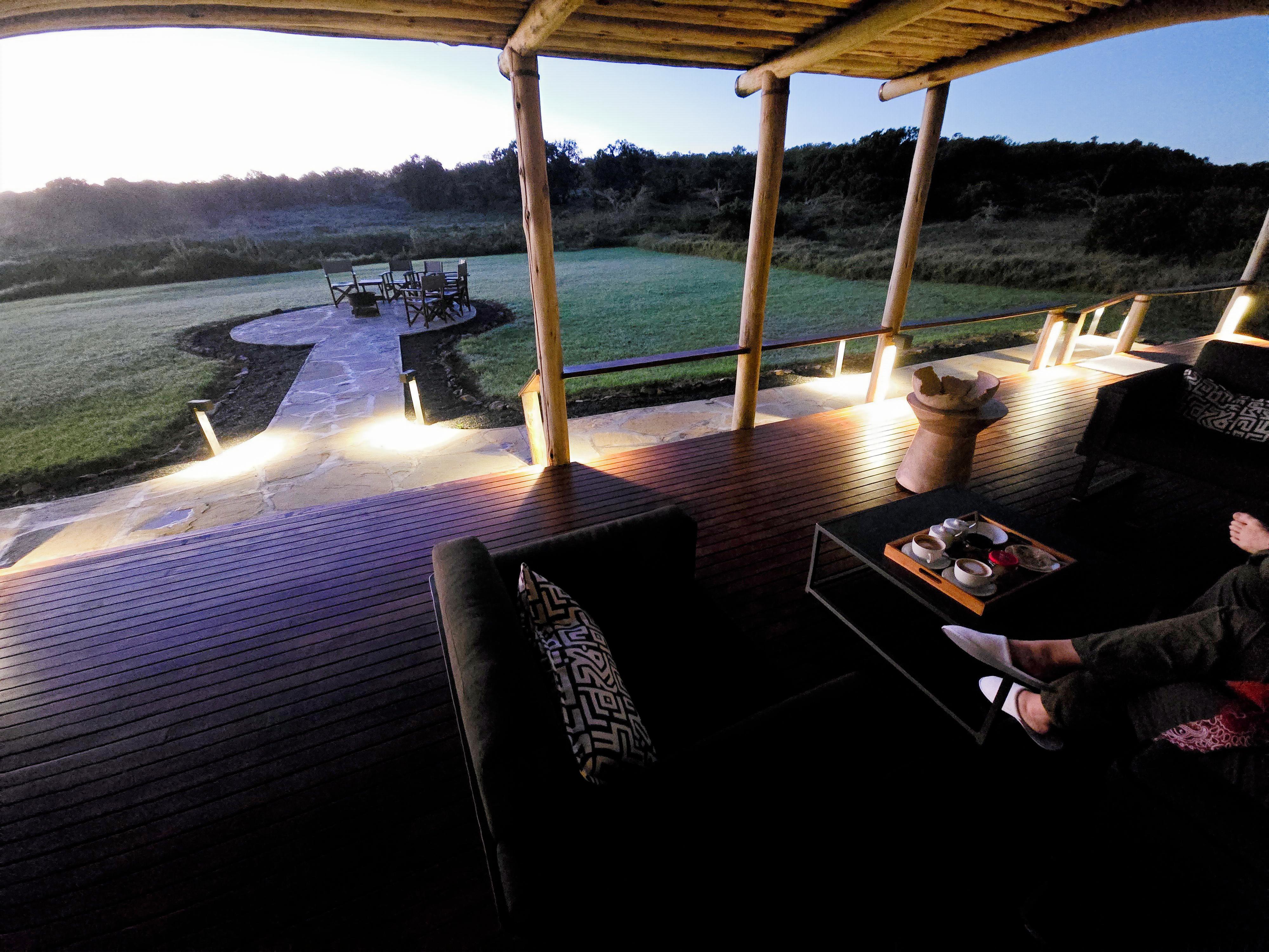 Night animal viewing from the porch such as hyenas.